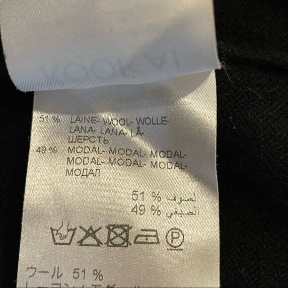 Kookai Long Crochet Wool Modal Open Cardigan Sweater Black 8 - Picture 5 of 6